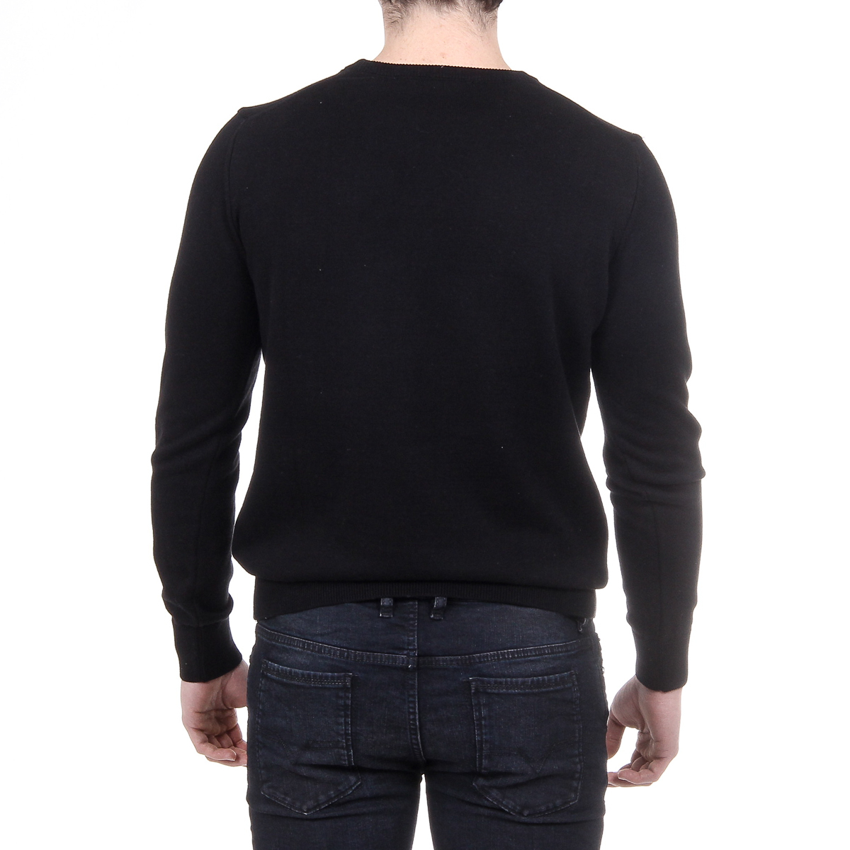 Suéter V 1969 Italia para hombre, manga larga, cuello redondo