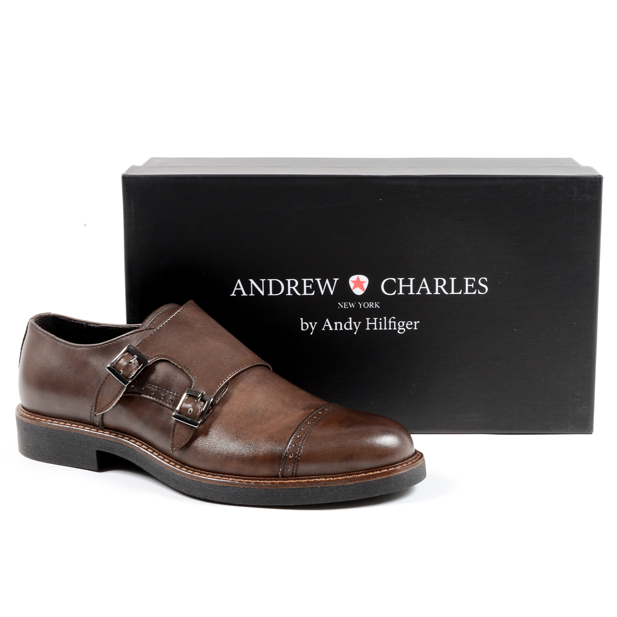 Andrew Charles Mens Monk Strap Shoe Brown KURT