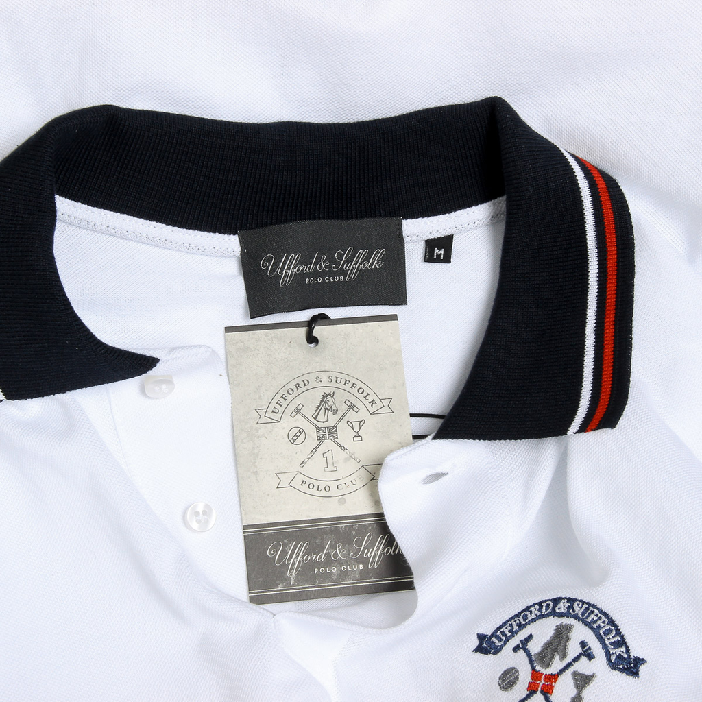 Polo Ufford & Suffolk Polo Club para hombre, manga corta, blanco, APACHE