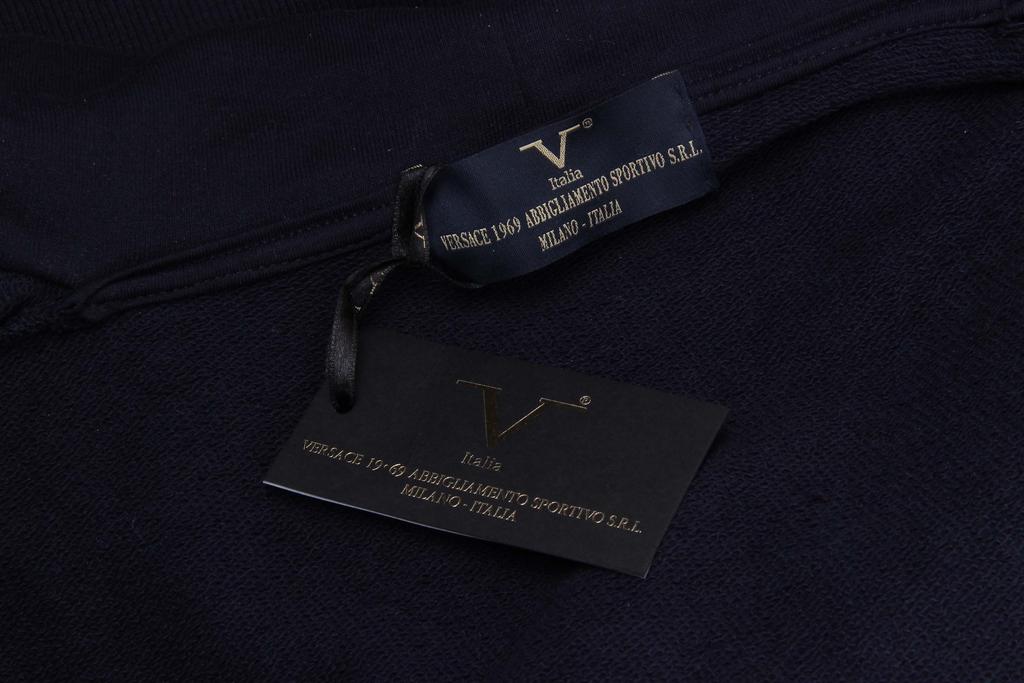 Sudadera con capucha y cremallera V 1969 Italia para hombre, ART. 4468 AZUL OSCURO