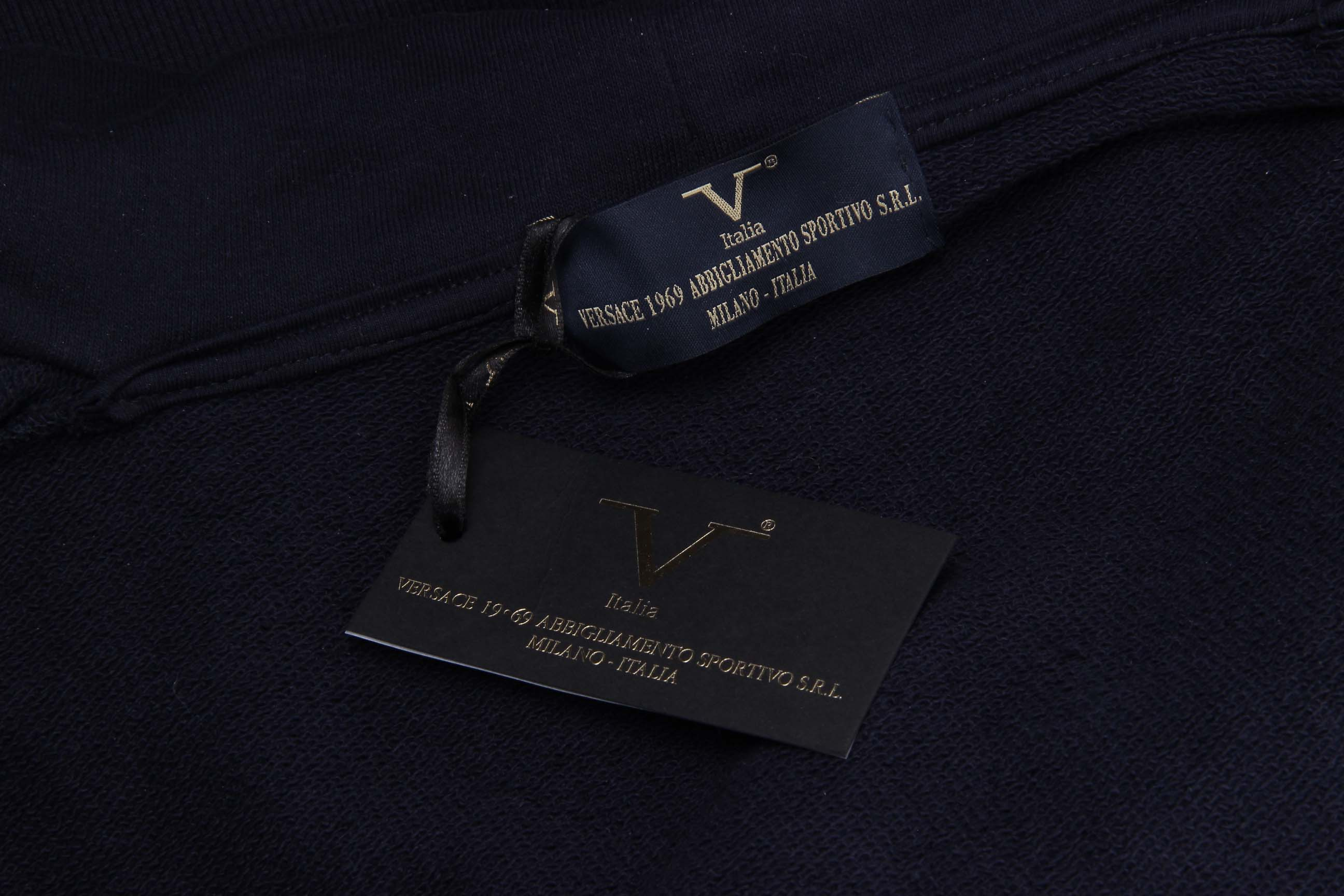 Sudadera con capucha y cremallera V 1969 Italia para hombre, ART. 4468 AZUL OSCURO