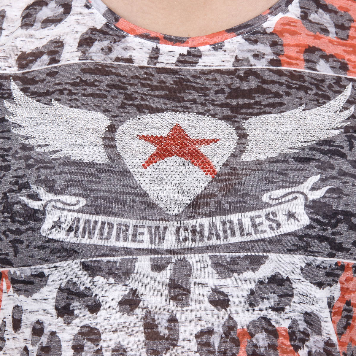 Andrew Charles Womens T-shirt Short Sleeves Round Neck Red MAYA