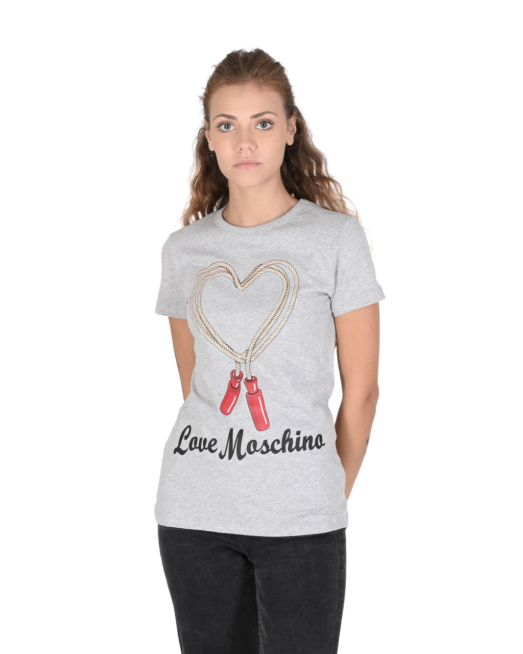Camiseta de mujer Love Moschino W 4 F73 69 M 3876 A966 MEL.GRIS CLARO