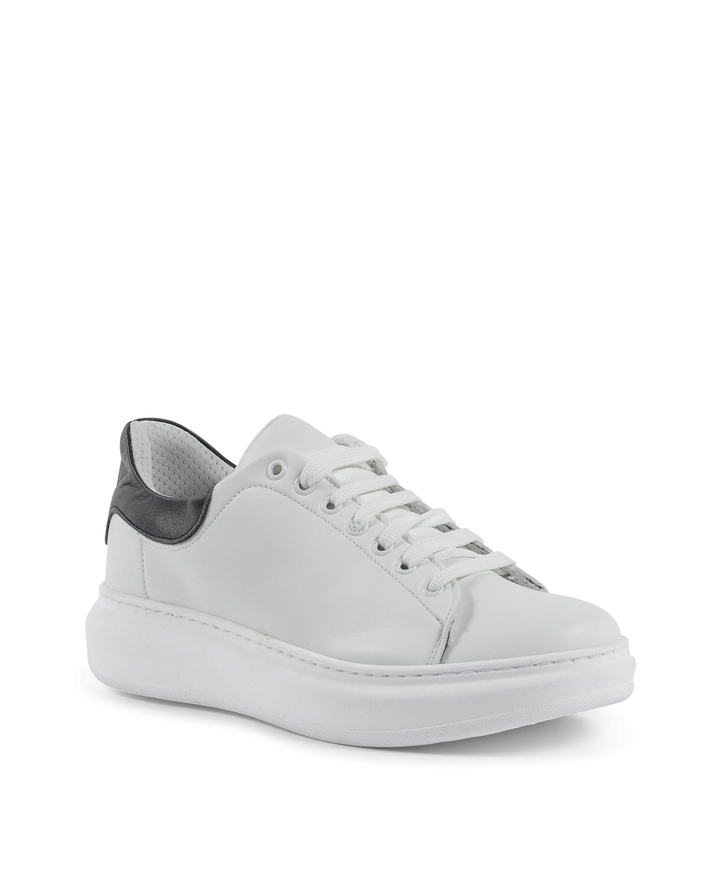19V69 Italia Mens Sneaker White Black 720 PELLE BIANCO PELLE NERO