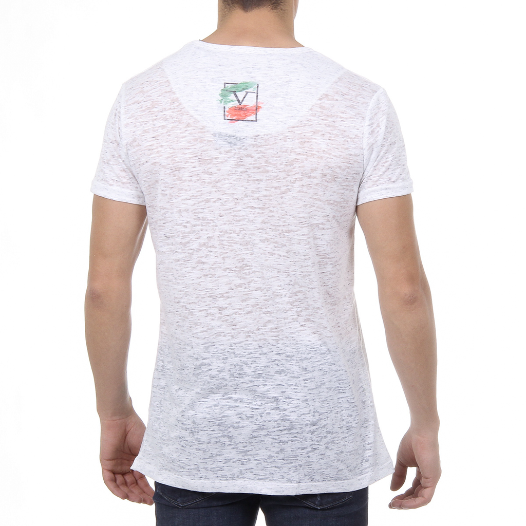 V 1969 Italia Mens T-shirt Short Sleeves V-Neck White LUCAS