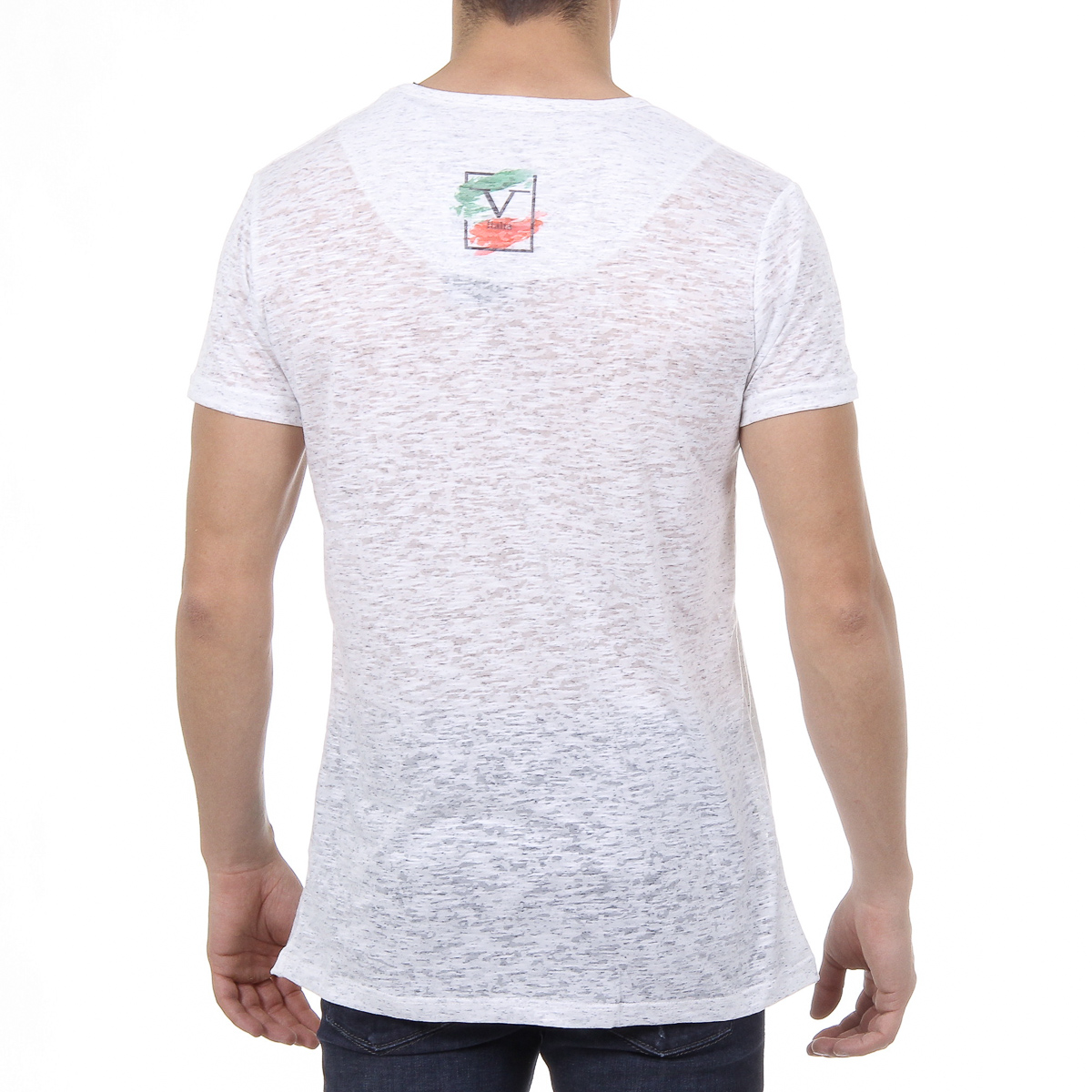 V 1969 Italia Mens T-shirt Short Sleeves V-Neck White LUCAS