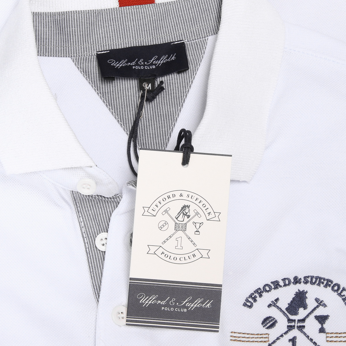 Polo Ufford & Suffolk Polo Club para hombre, manga corta, US025, blanco
