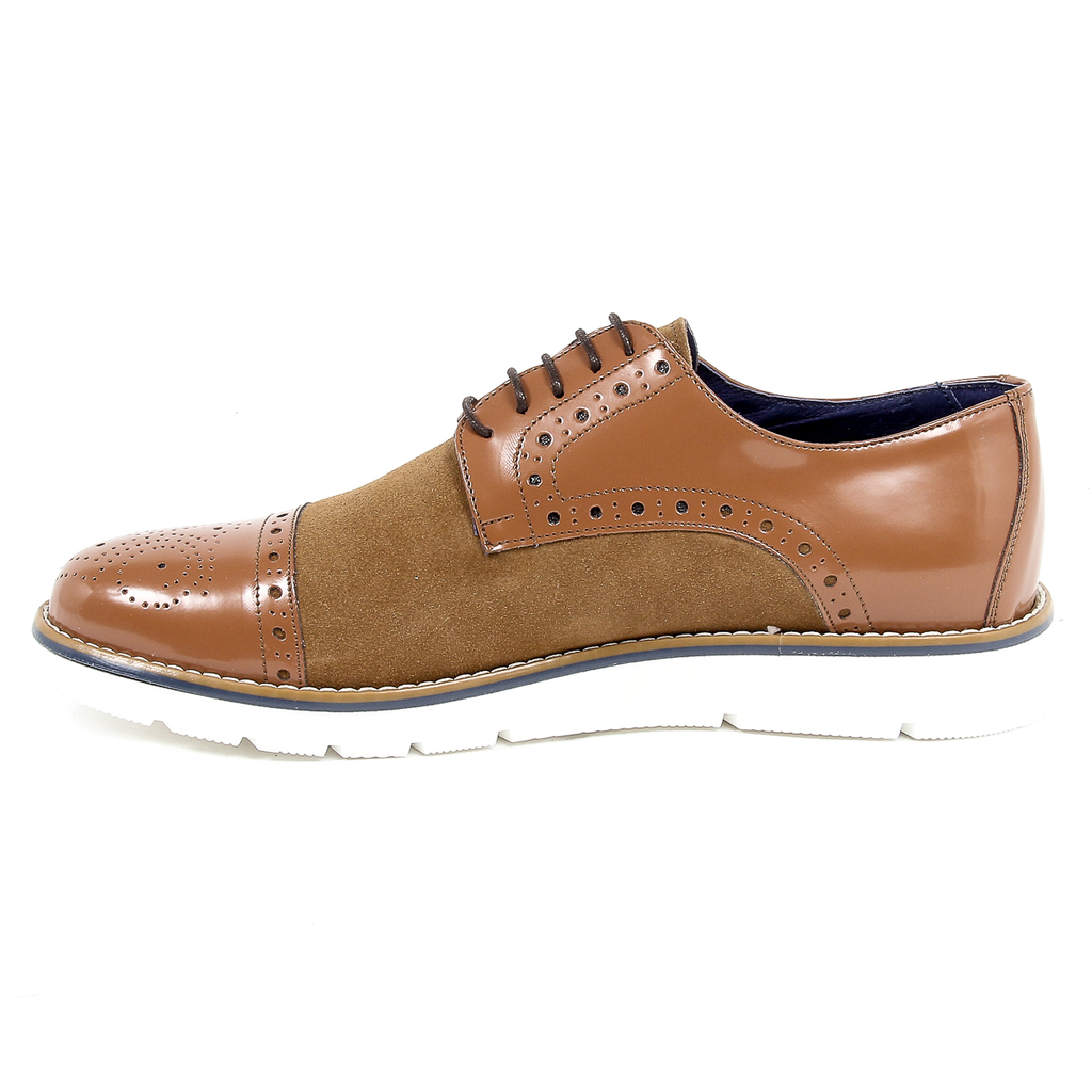 Andrew Charles - Zapatos Oxford brogue para hombre 911 ABRASIVATO CAMOSCIO COGNAC