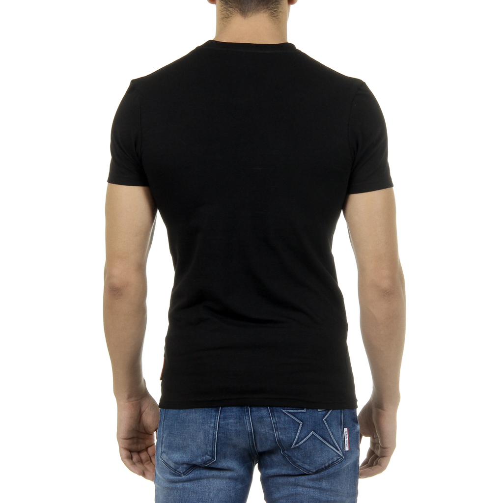 Camiseta Andrew Charles para hombre, manga corta, cuello en V, negra, KENAN