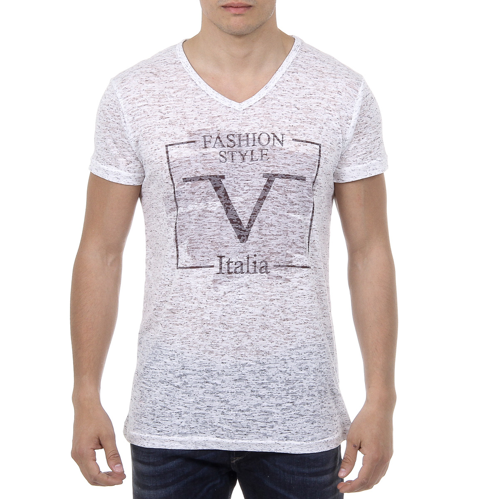 V 1969 Italia Mens T-shirt Short Sleeves V-Neck White DANIEL