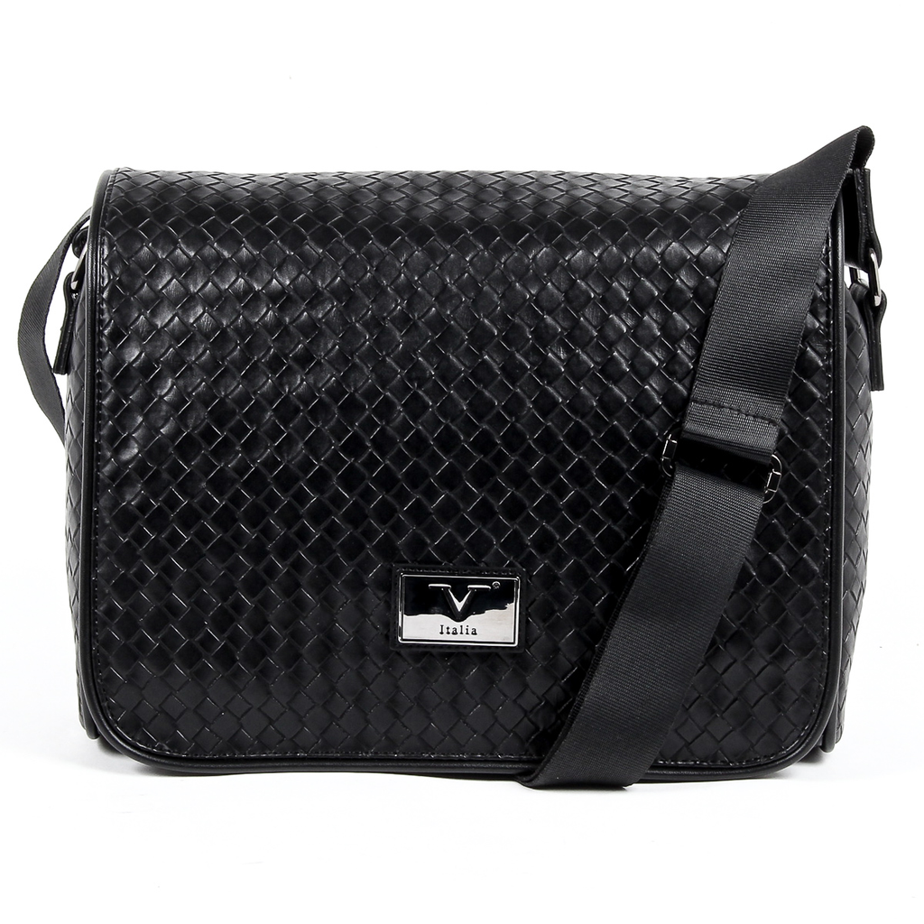 Bolso de mano para hombre V 1969 Italia negro LEROY