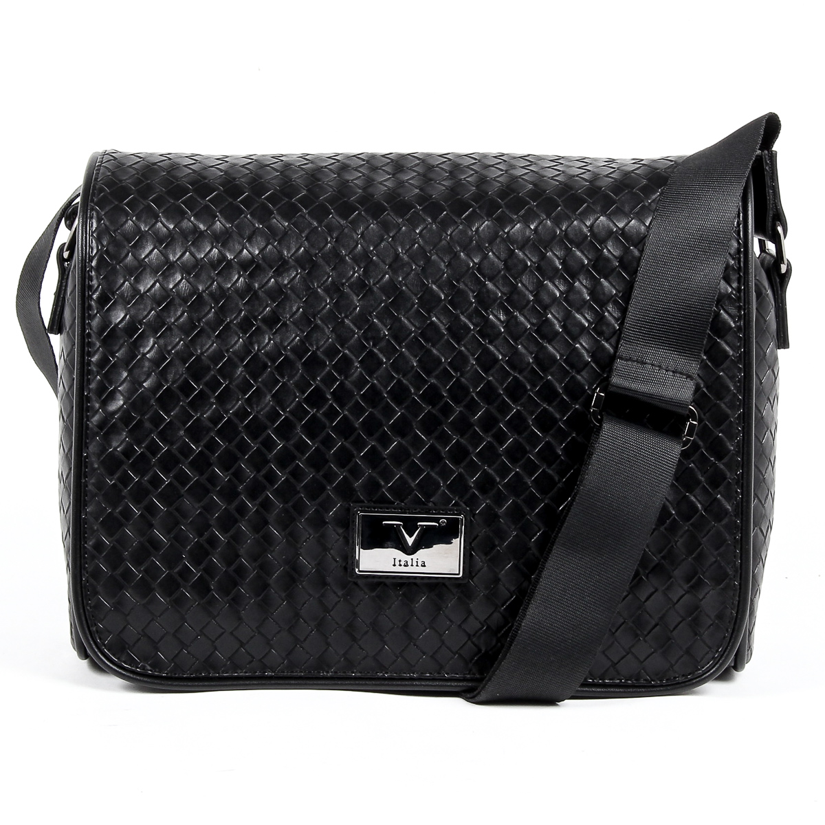 Bolso de mano para hombre V 1969 Italia negro LEROY