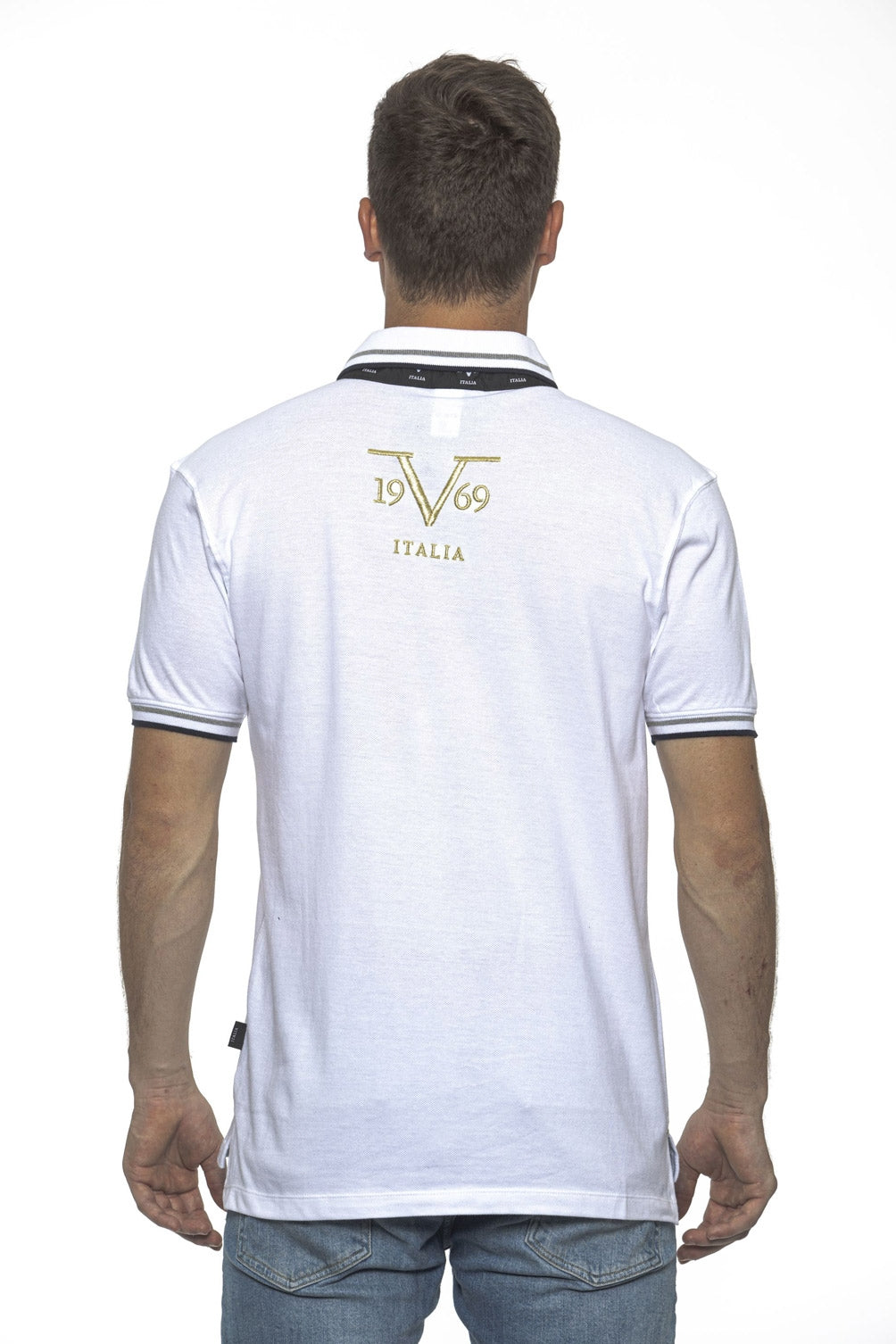 19V69 Italia Polo para hombre blanco RETRO BLANCO