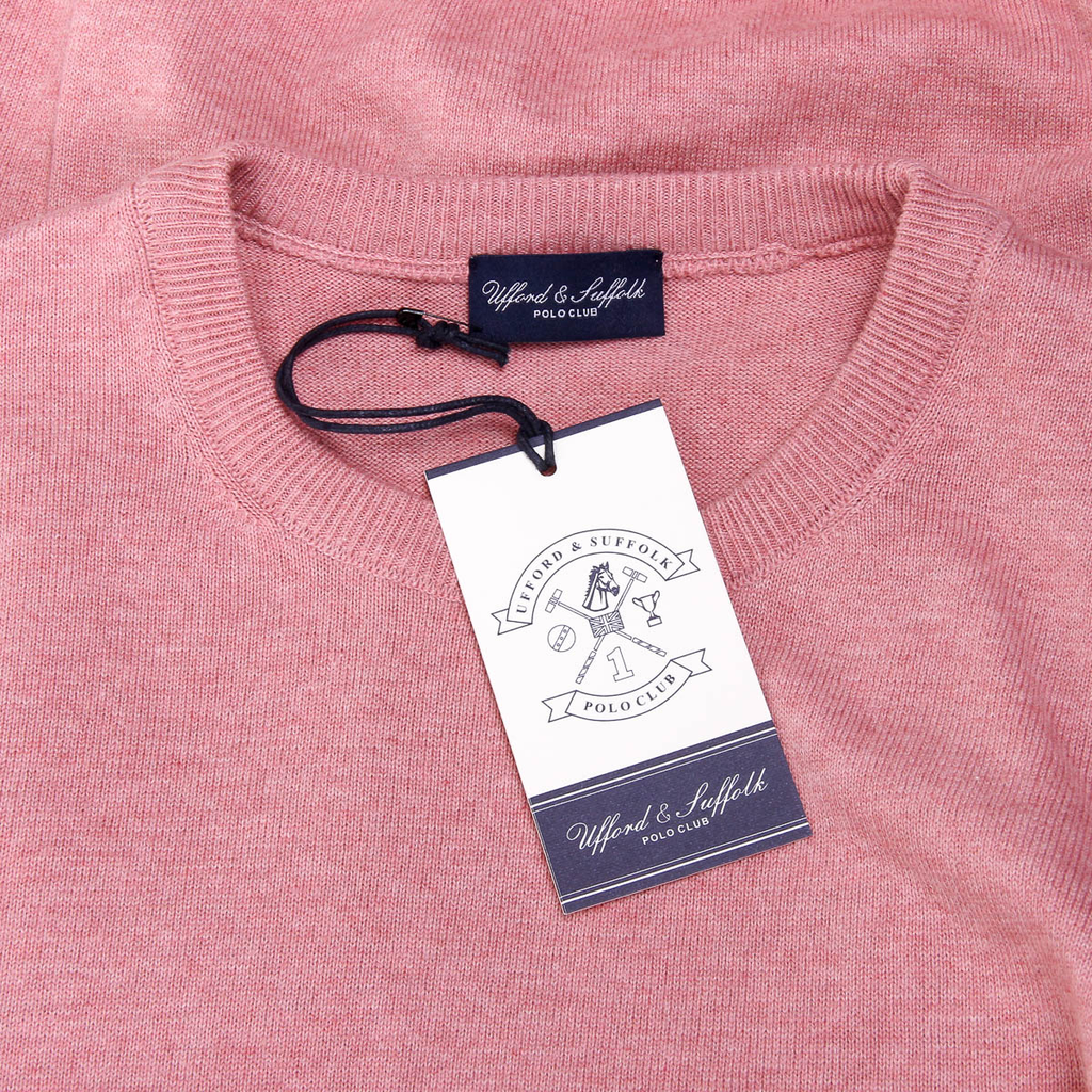 Suéter de hombre Ufford & Suffolk Polo Club de manga larga y cuello redondo PULLRUS100 ROSA