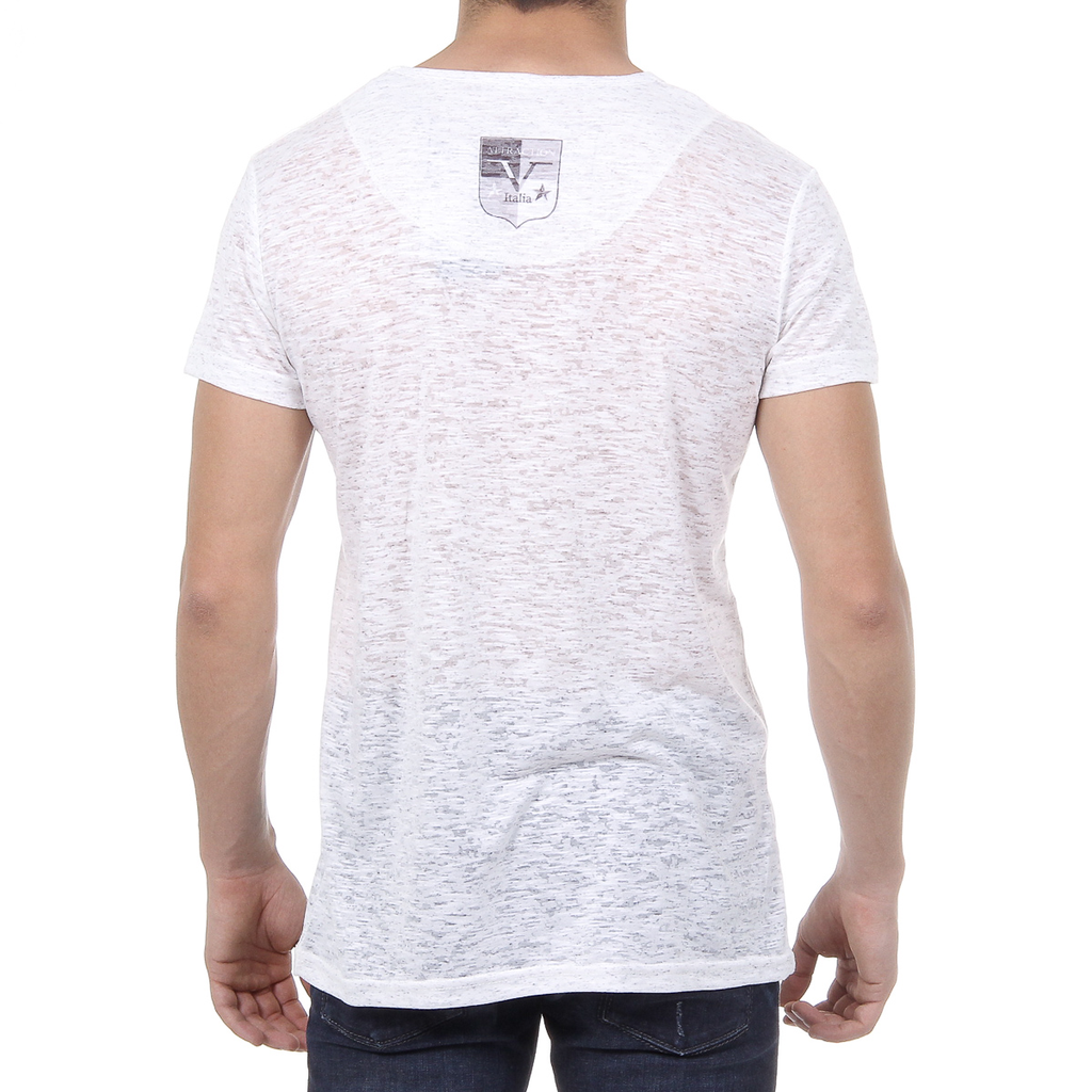 V 1969 Italia Mens T-shirt Short Sleeves V-Neck White ALEXANDER