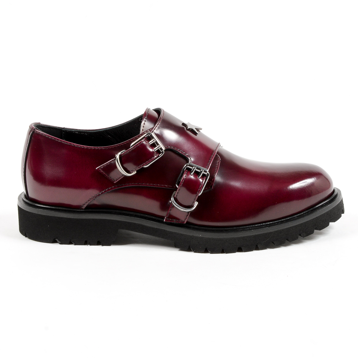 Andrew Charles Womens Monk Strap Shoe Bordeaux JANIS