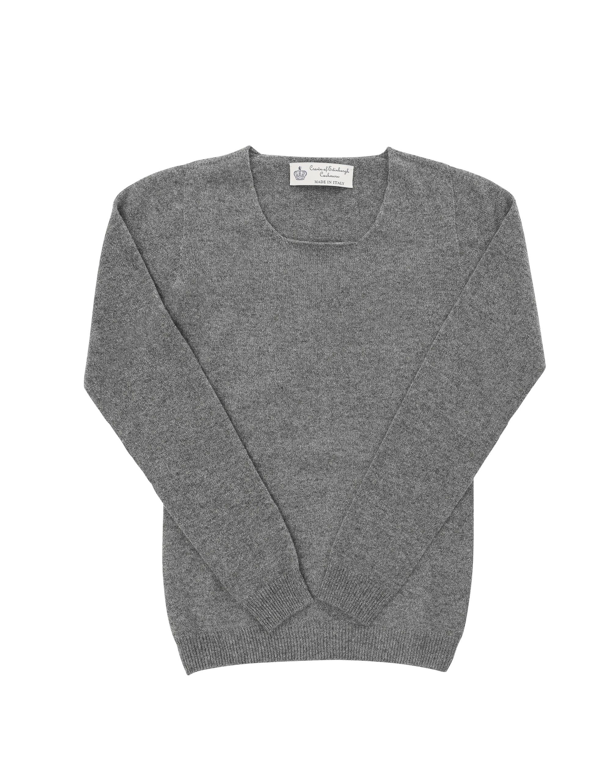 Suéter de cachemira con cuello cuadrado para mujer Crown of Edinburgh COE 0024 SMOG