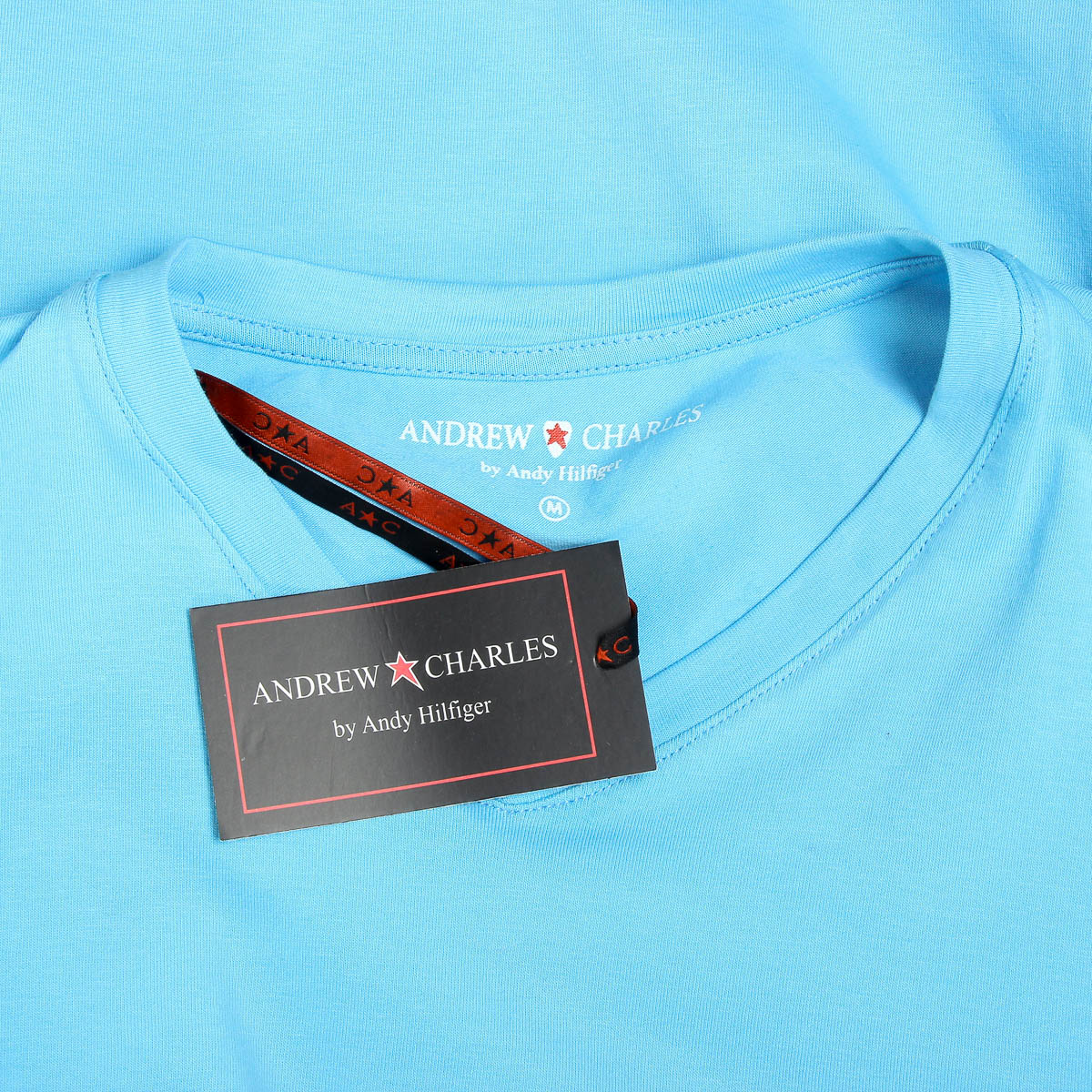 Camiseta Andrew Charles para hombre, manga corta, cuello en V, azul claro, KENAN