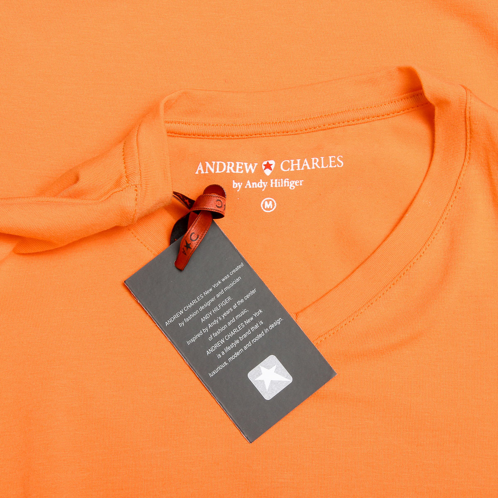 Camiseta Andrew Charles para hombre, manga corta, cuello en V, naranja, KENAN