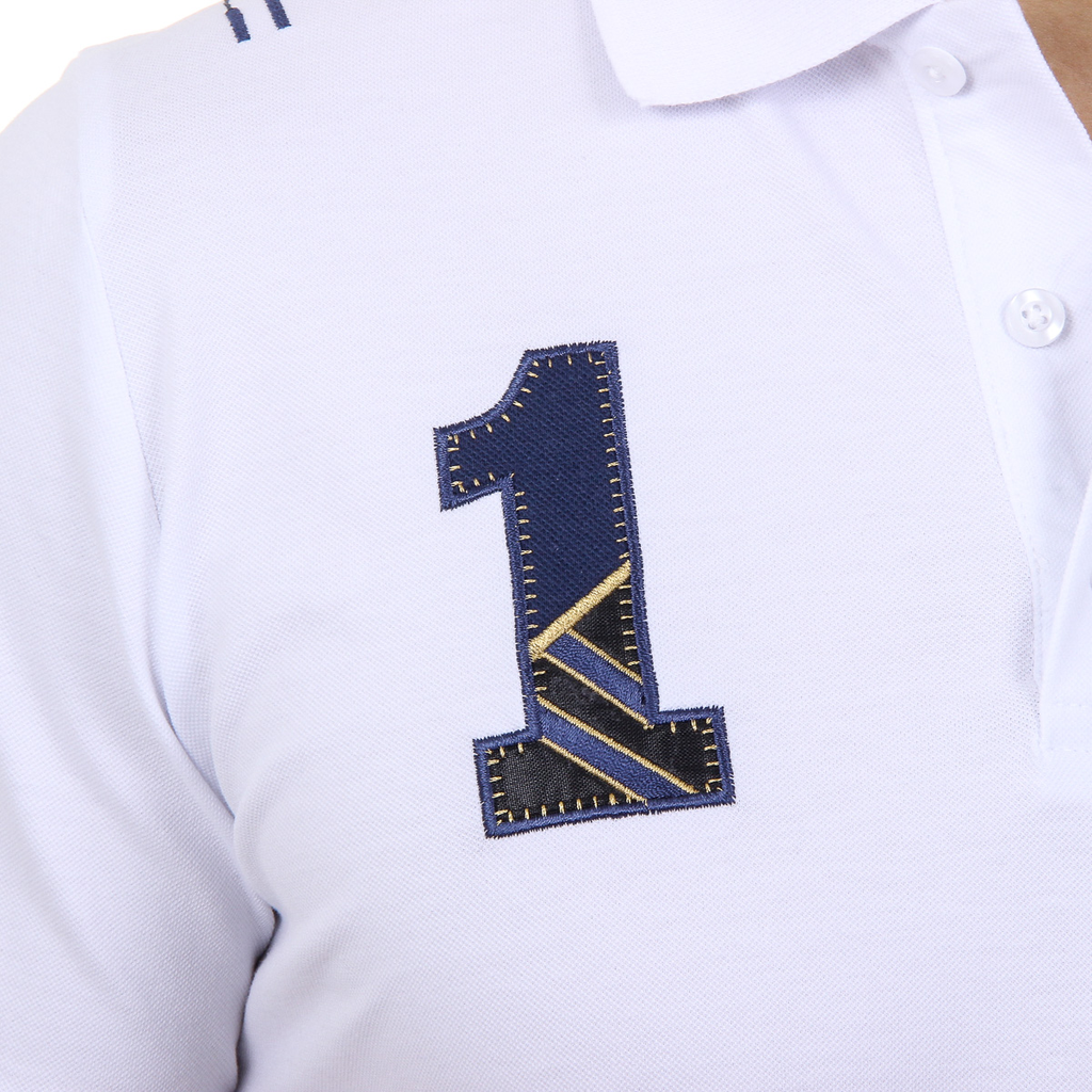 Polo Ufford & Suffolk Polo Club para hombre, manga corta, US008, blanco