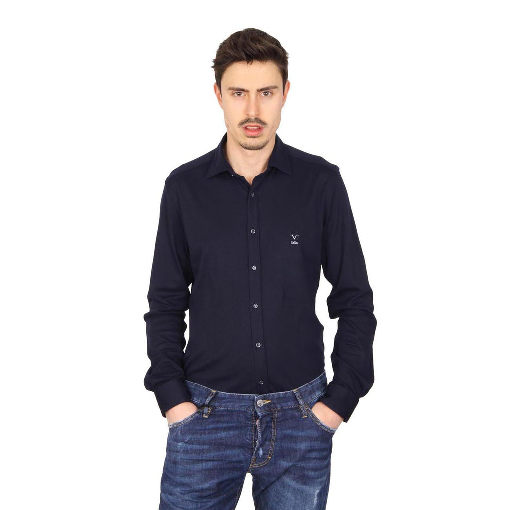 Camisa de manga larga para hombre V 1969 Italia Paris Jersey Blu