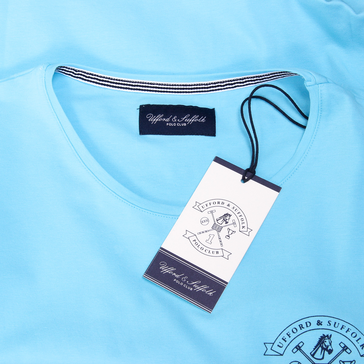 Camiseta de hombre Ufford & Suffolk Polo Club, manga corta, cuello redondo, US028, azul