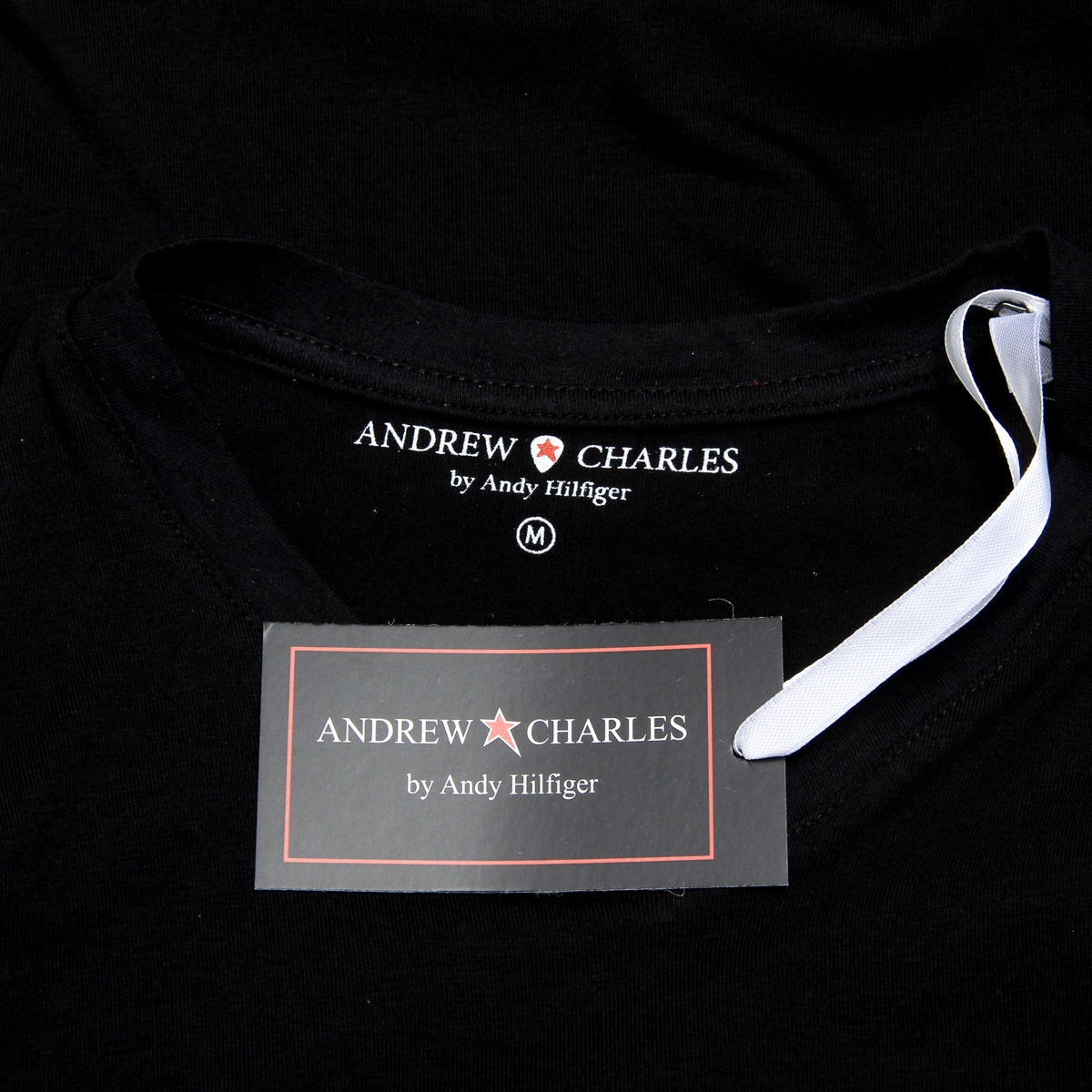Camiseta Andrew Charles para hombre, manga corta, cuello en V, negra, KENAN