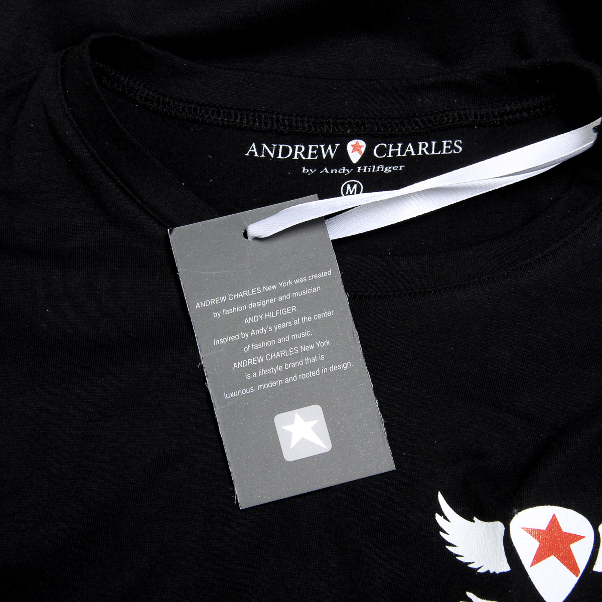 Camiseta Andrew Charles para hombre, manga corta, cuello redondo, negra, KEITA