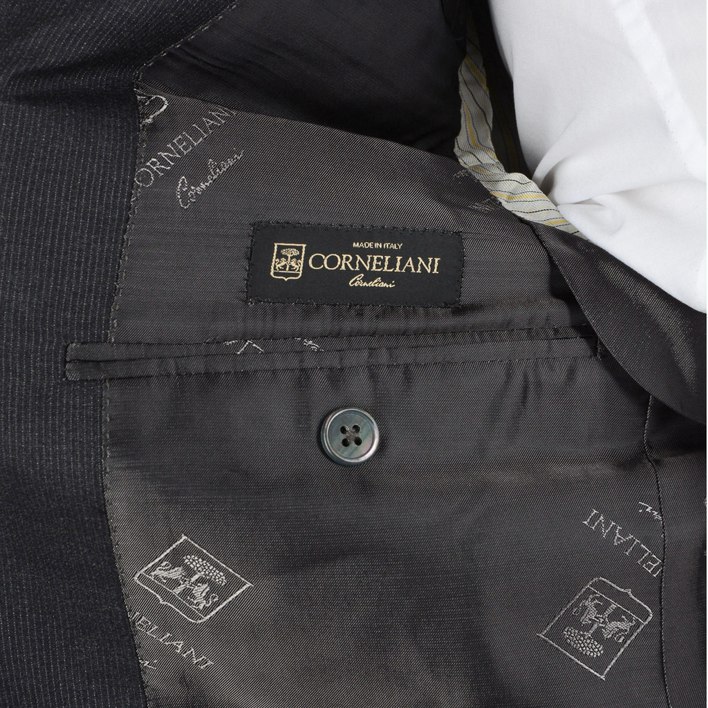 Corneliani Mens Suit Long Sleeves Dark Grey Super 130's