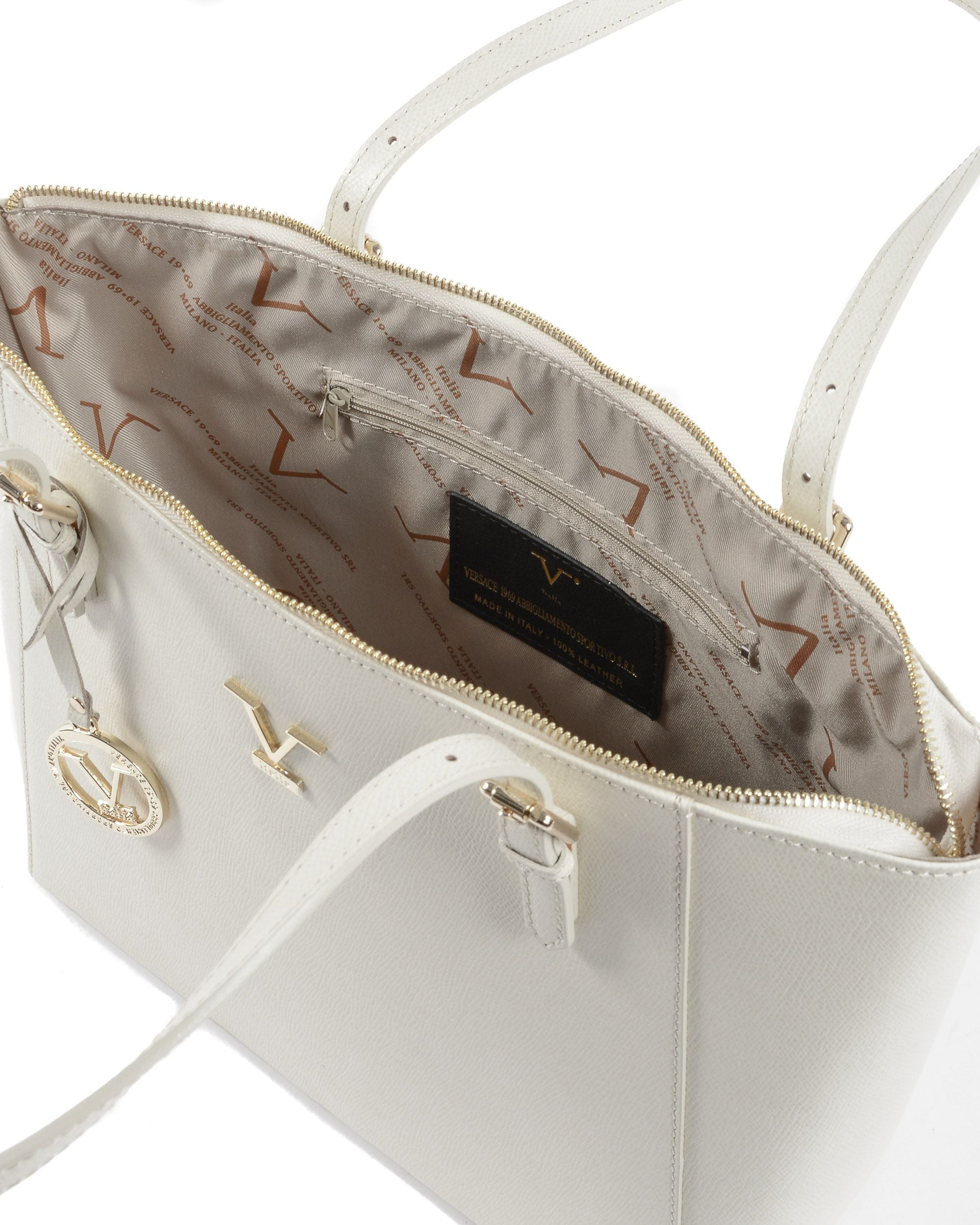 Bolso de mano para mujer V Italia V09-G PALMELLATO CREMA