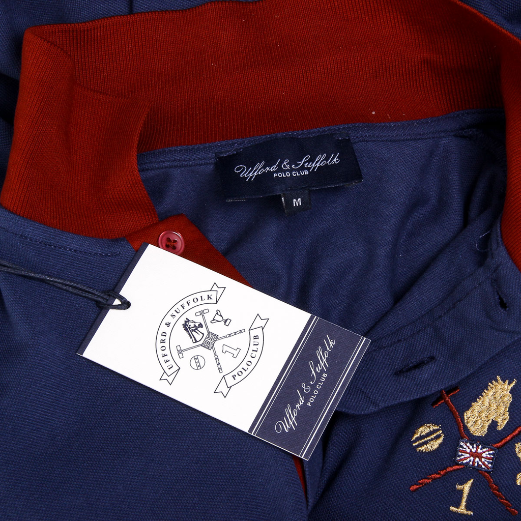 Polo Ufford & Suffolk Polo Club para hombre, manga corta, US002, azul marino