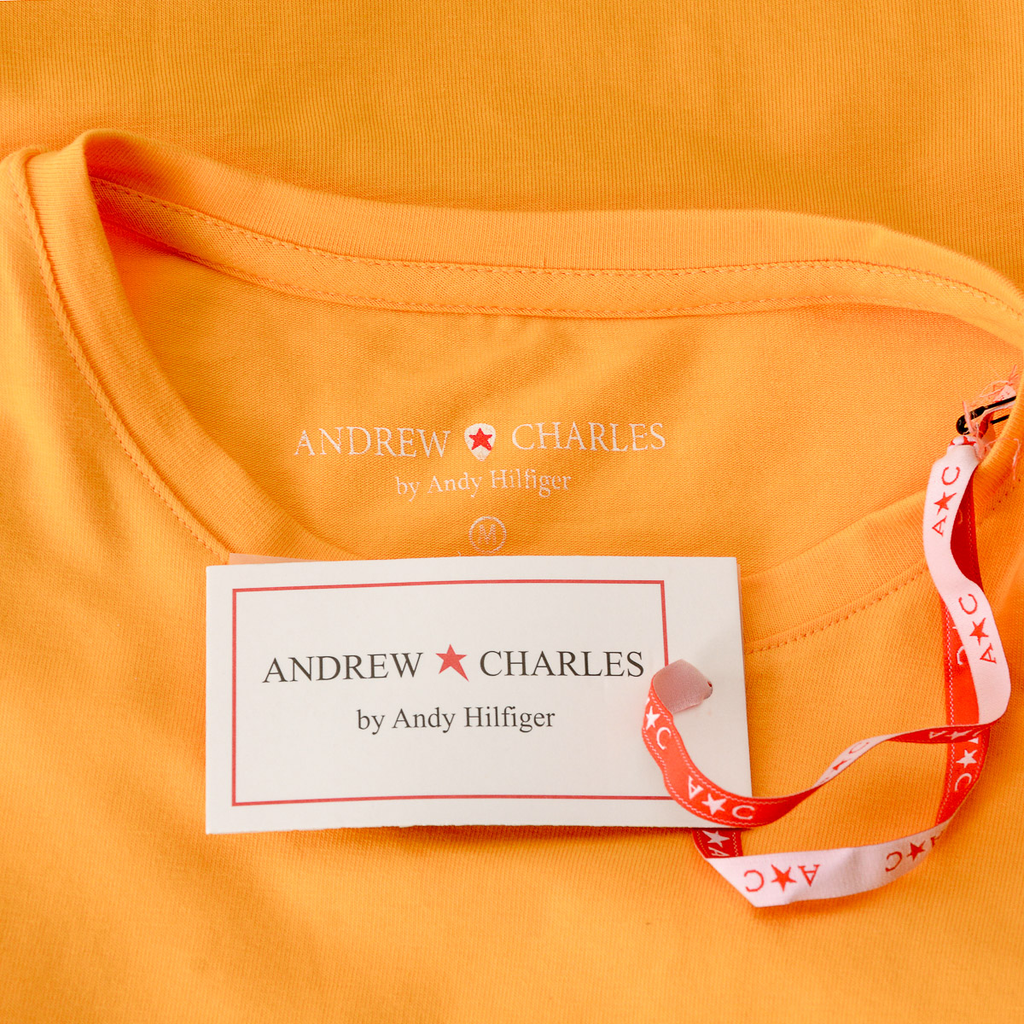 Camiseta Andrew Charles para mujer, manga corta, cuello redondo, amarilla, TARANA