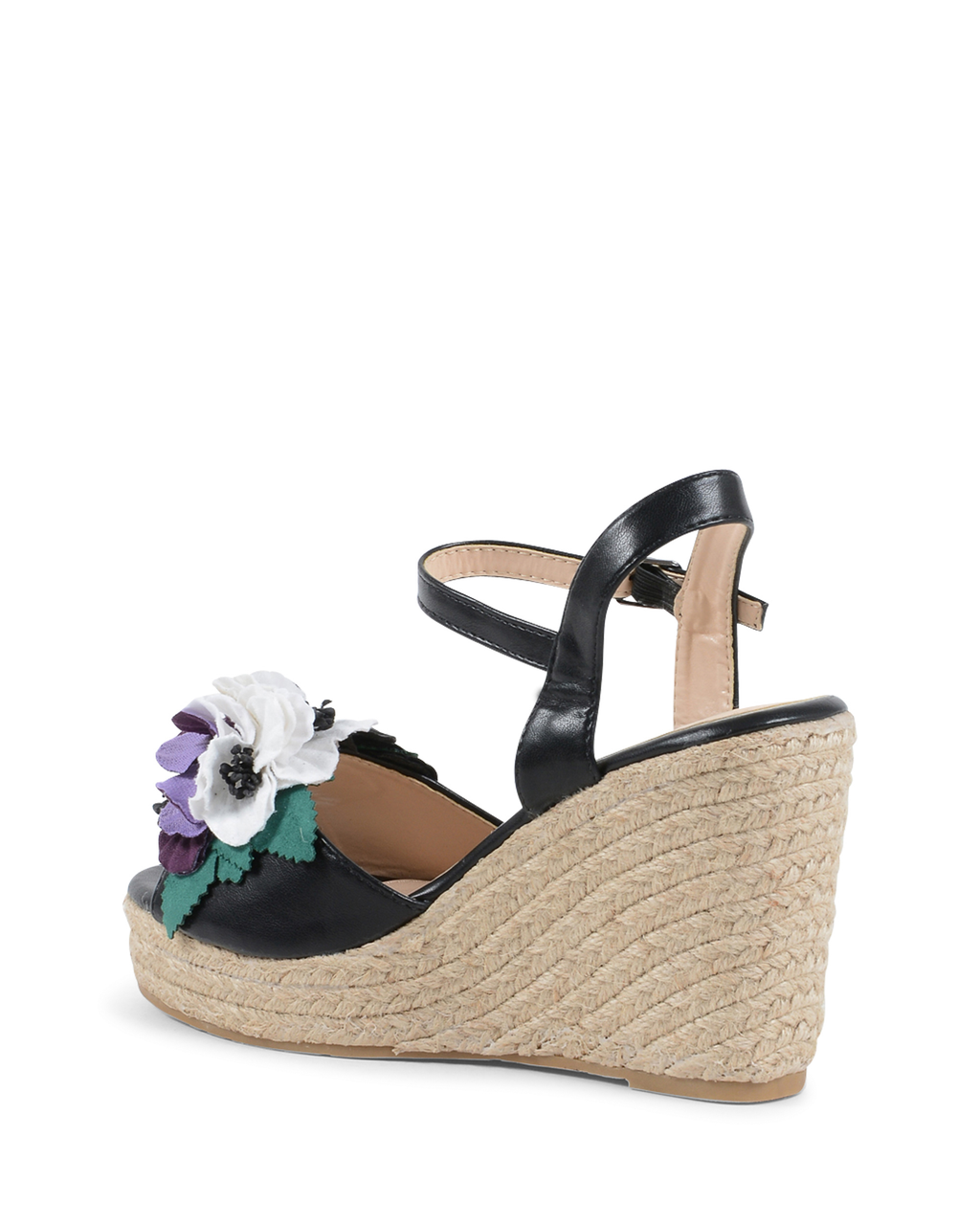 19V69 Italia Sandalia de cuña para mujer Negra V212 NEGRO