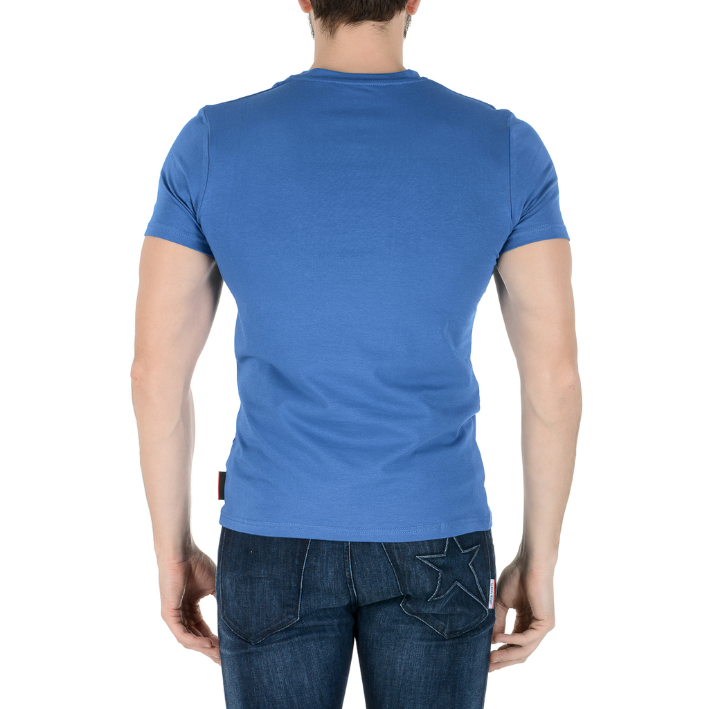 Camiseta Andrew Charles para hombre, manga corta, cuello en V, azul, KENAN