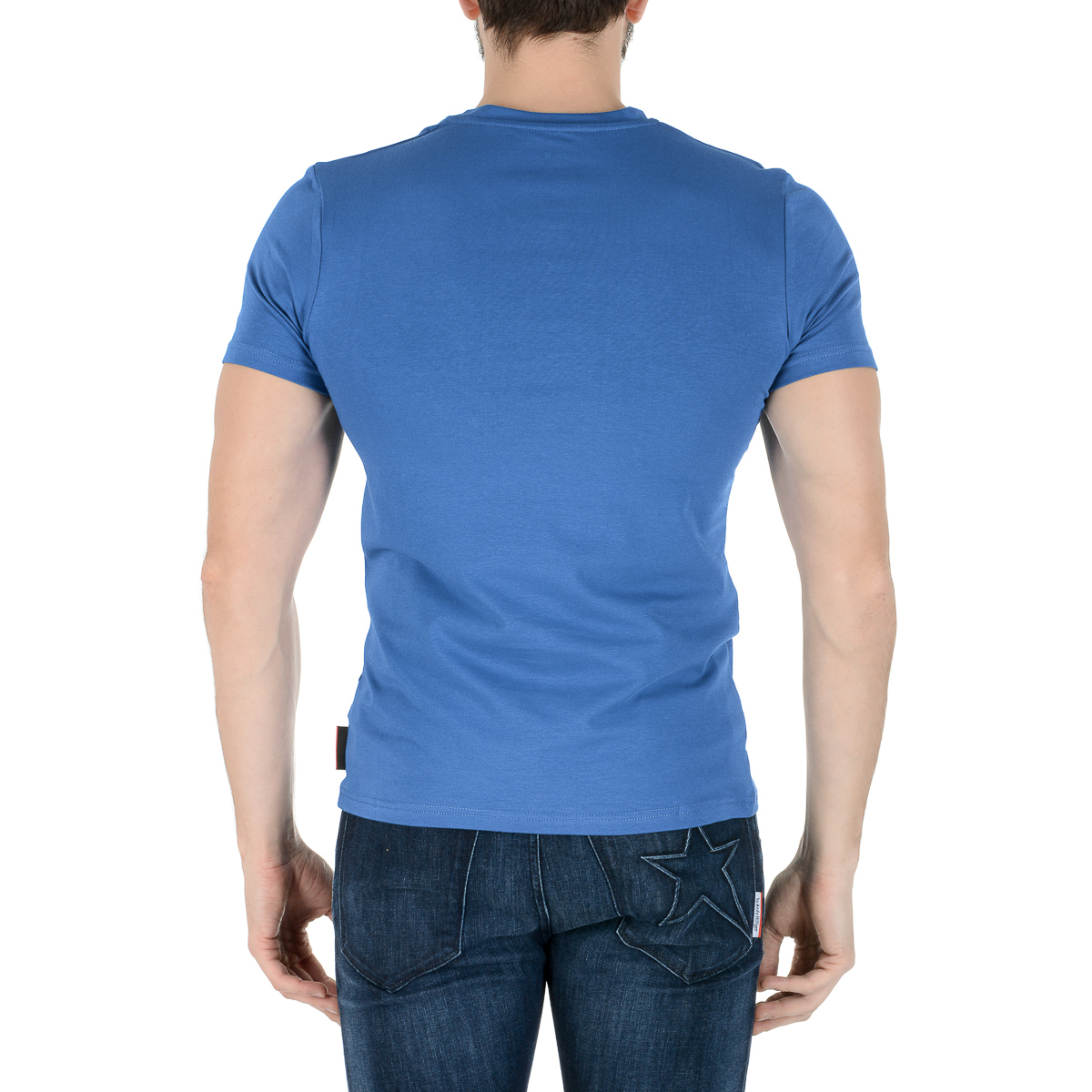 Camiseta Andrew Charles para hombre, manga corta, cuello en V, azul, KENAN