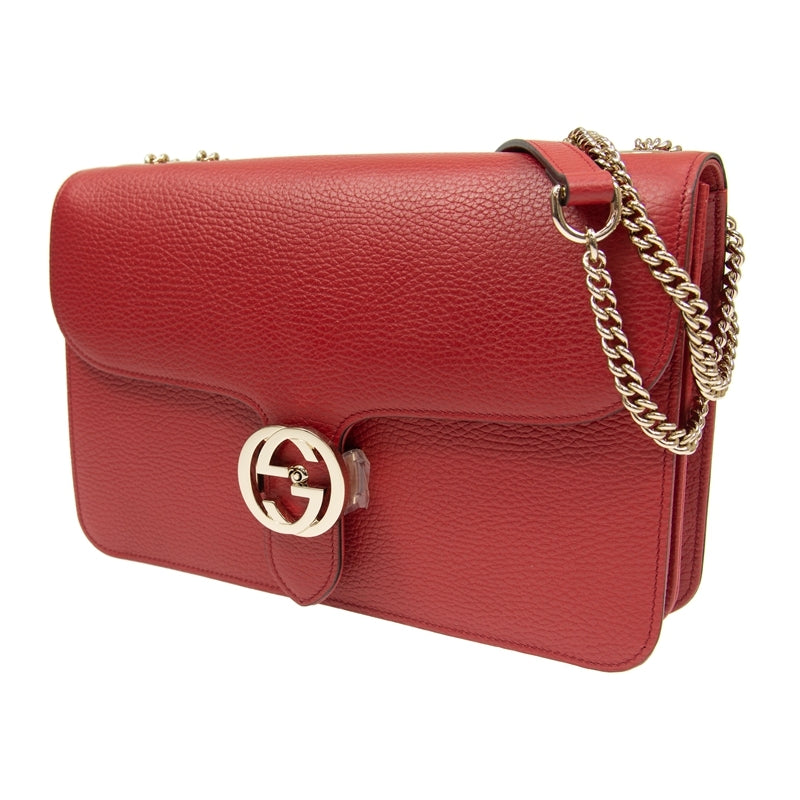 Bolso Gucci de piel entrelazada con cadena roja