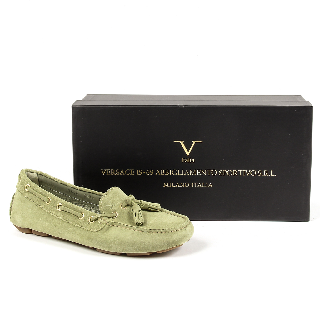 Mocasines V 1969 Italia para mujer, color verde TORINO