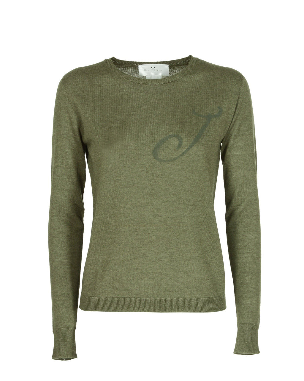 Jersey de cachemira de verano con cuello redondo y manga larga, color verde