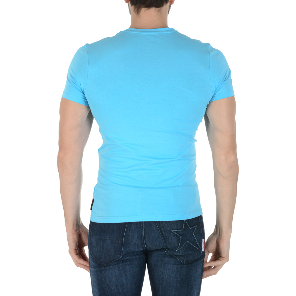 Camiseta Andrew Charles para hombre, manga corta, cuello redondo, azul claro, KEITA