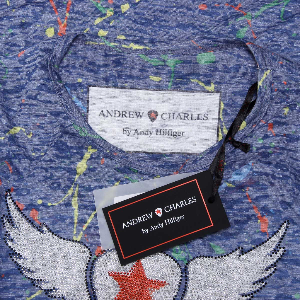 Andrew Charles Mens T-Shirt Short Sleeves Round Neck Blue HUNTER