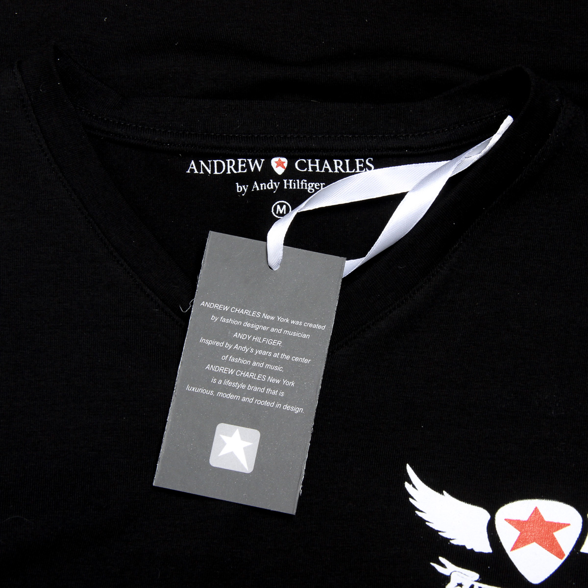 Camiseta Andrew Charles para hombre, manga corta, cuello en V, negra, KENAN