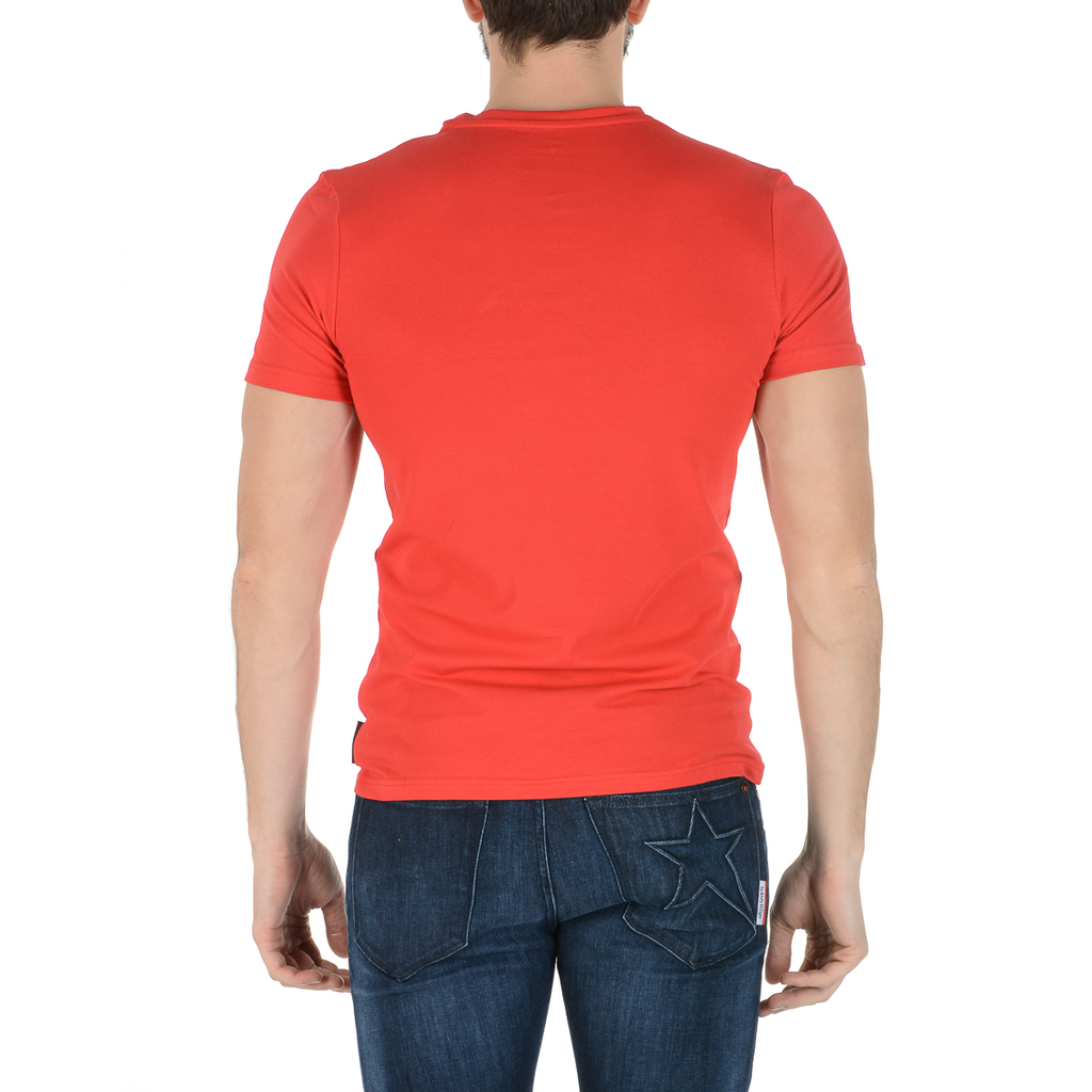 Camiseta Andrew Charles para hombre, manga corta, cuello en V, roja, KENAN