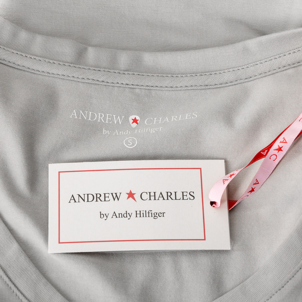 Camiseta Andrew Charles para mujer, manga corta, cuello en V, gris, TAPIWA