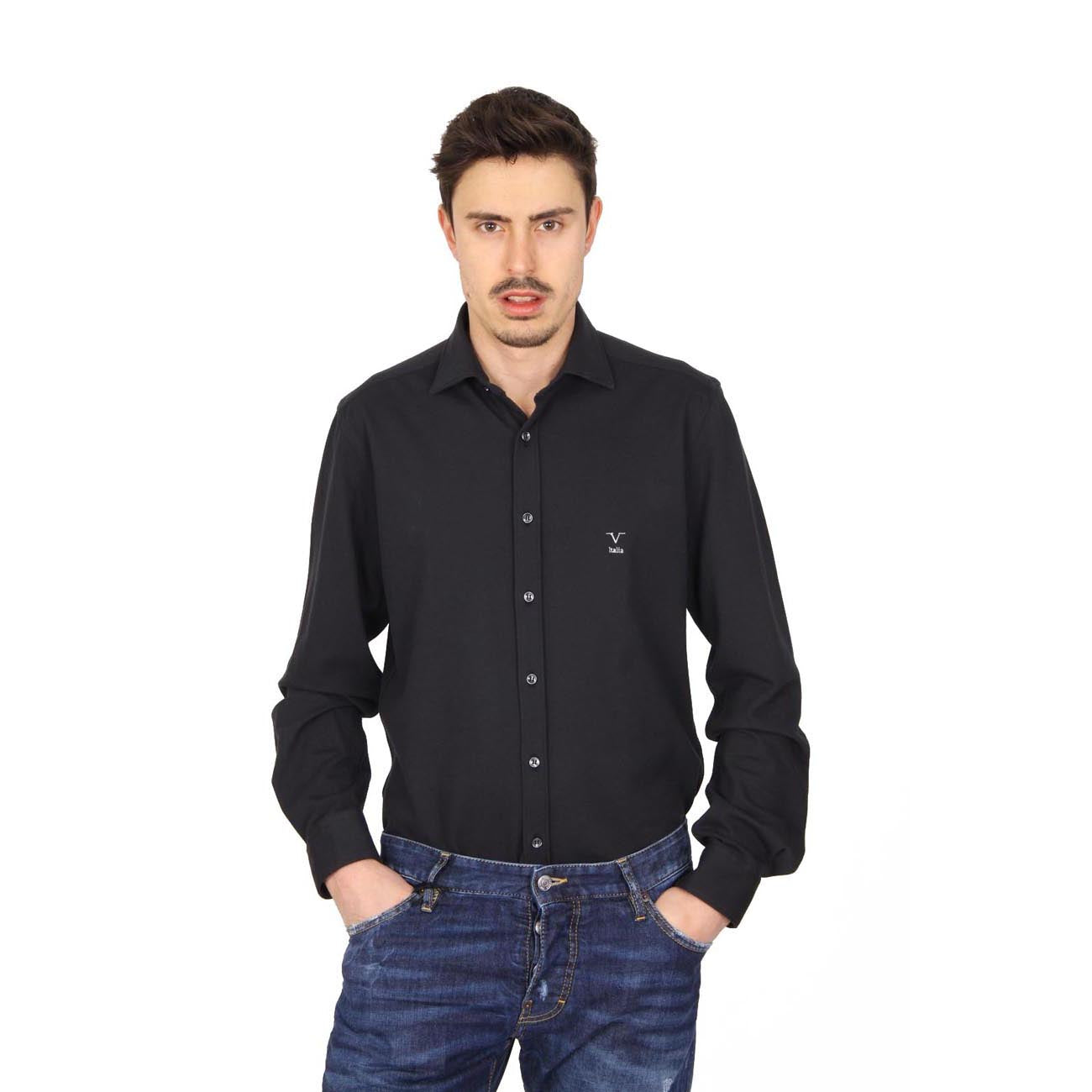 Camisa de manga larga para hombre V 1969 Italia Paris Piquet Nero