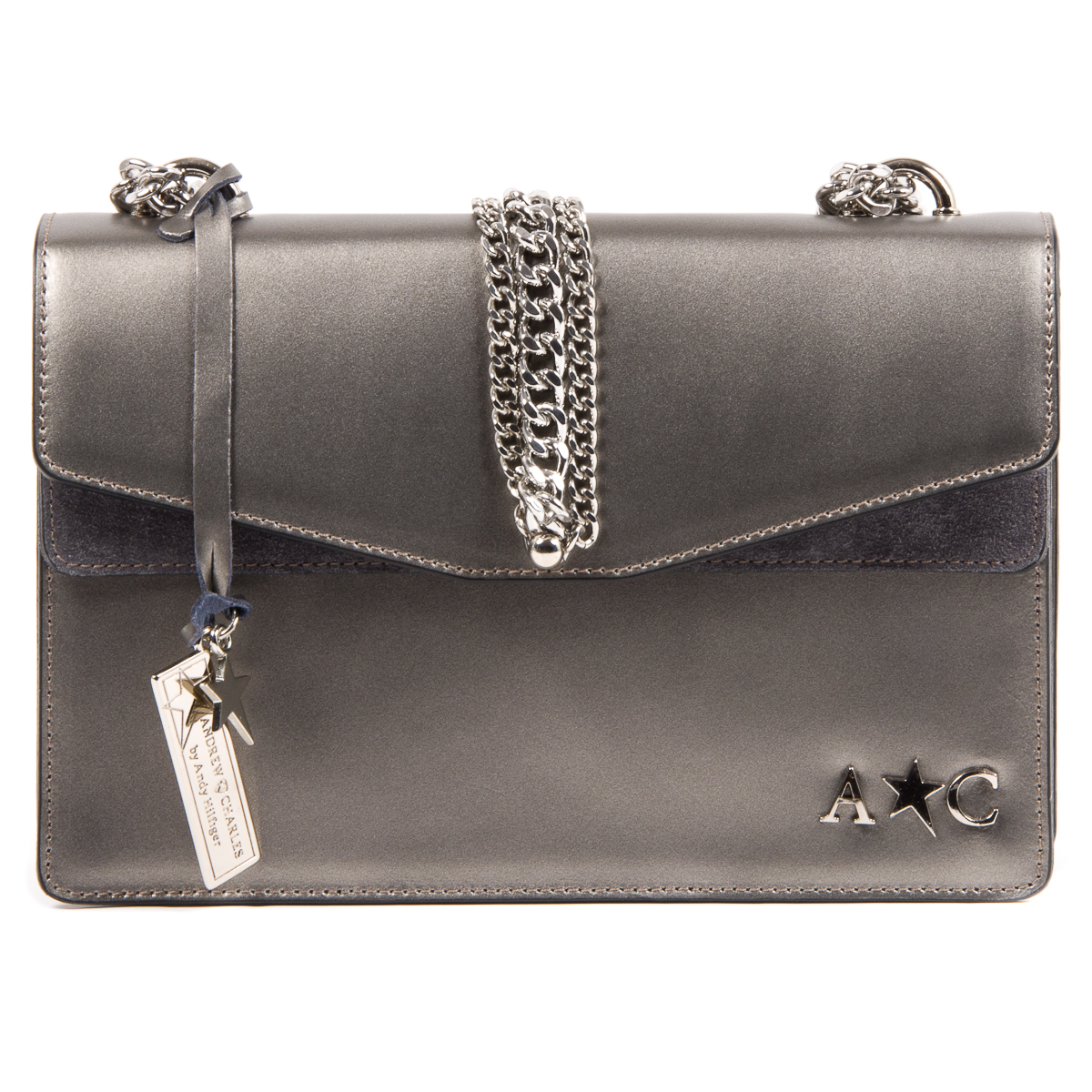Andrew Charles Womens Handbag Silver RING