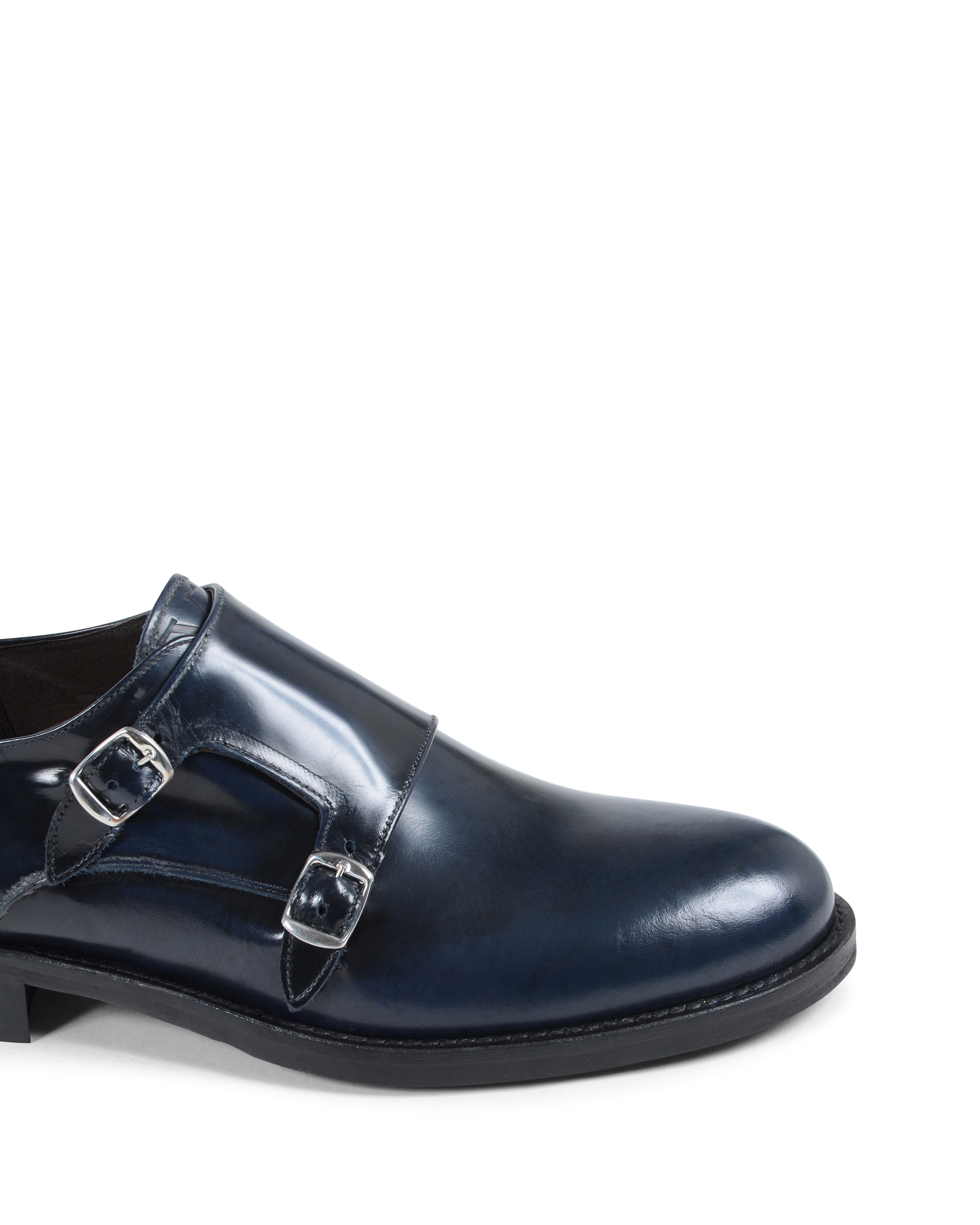 19V69 Italia Zapato de hombre con doble hebilla azul 1210 MP ABRASIVATO BLUE