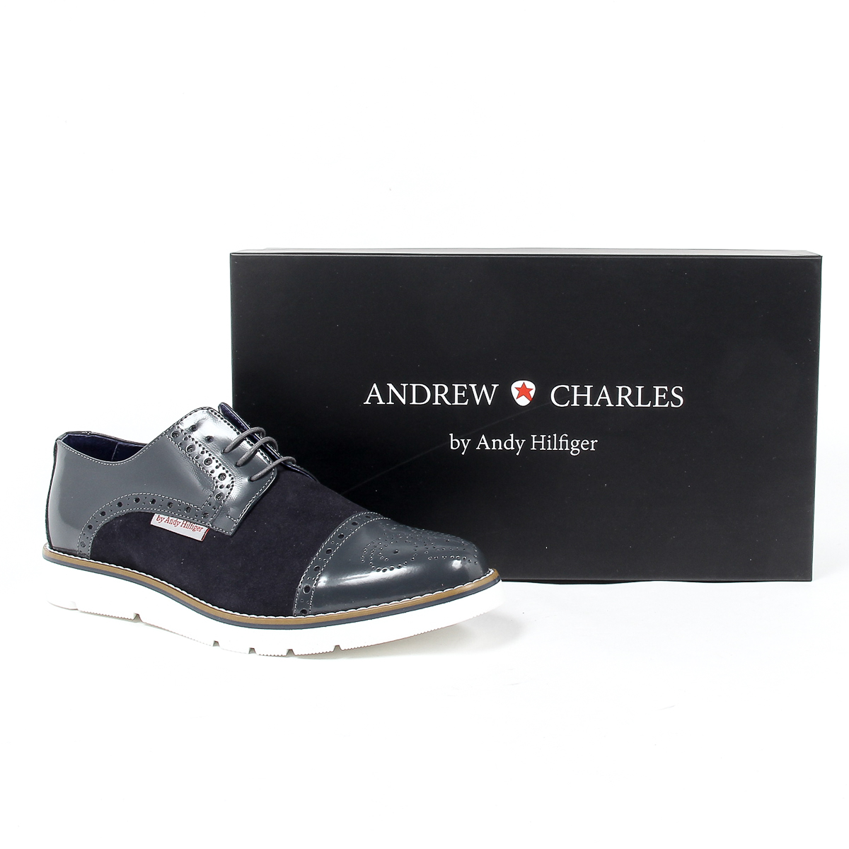 Andrew Charles - Zapatos Oxford brogue para hombre 911 ABRASIVATO CAM GRIGIO BLEU