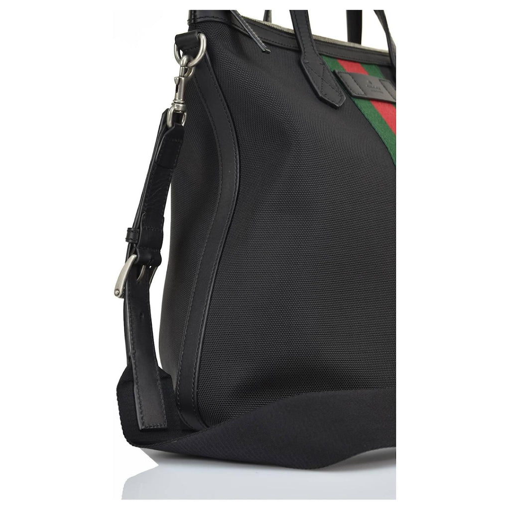 Bolso tote Gucci Web Stripe para hombre, color negro
