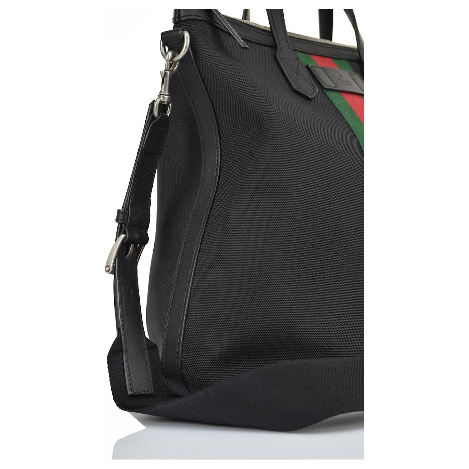 Bolso tote Gucci Web Stripe para hombre, color negro