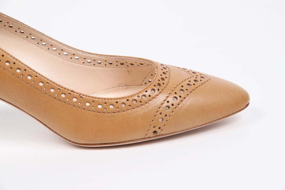 V 1969 Italia - Zapatos de tacón bajo para mujer 5632-LAU55 PE JOLLYCG NAPPA JOLLY COGNAC